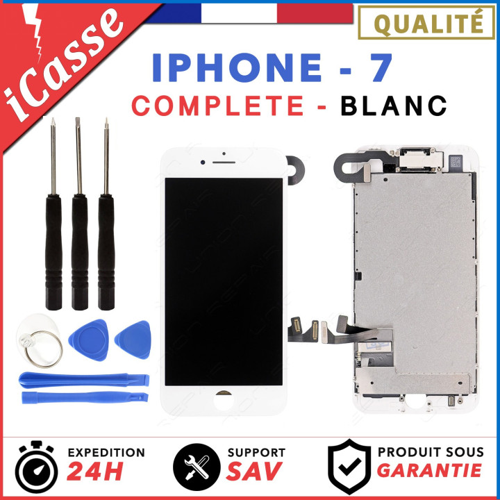 ECRAN COMPLET IPHONE 7 BLANC VITRE TACTILE + LCD RETINA SUR CHASSIS + OUTILS