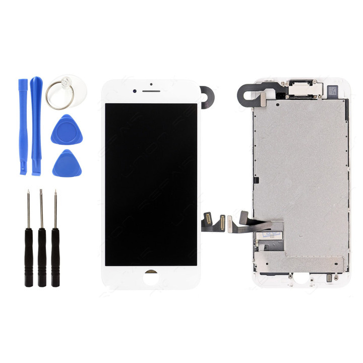 ECRAN COMPLET IPHONE 7 PLUS BLANC VITRE TACTILE + LCD RETINA SUR CHASSIS +OUTILS
