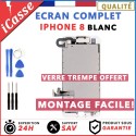 Ecran complet pour iPhone 8 Blanc + Outils + Verre Trempe
