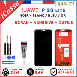 ECRAN LCD + VITRE TACTILE POUR HUAWEI P20 LITE / NOVA 3E - NOIR BLANC BLEU OU OR