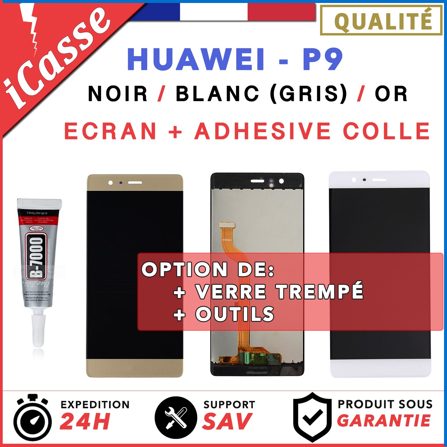 Écran Complet (LCD + Vitre Tactile) Pour Huawei P8 Lite 2017 & P9 Lite 2017 - Couleur Doré/noir - Neuf Sous Emballage