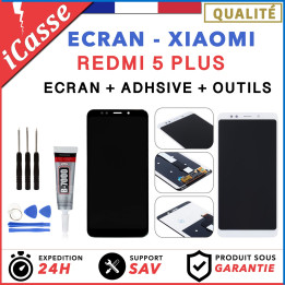 ECRAN LCD + VITRE TACTILE POUR XIAOMI REDMI 5 PLUS NOIR BLANC + OUTILS + COLLE