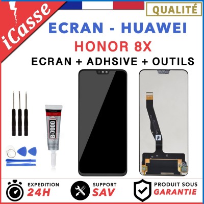 ECRAN LCD + VITRE TACTILE HUAWEI HONOR 8X NOIR + OUTILS + COLLE