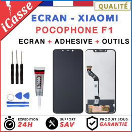 Ecran LCD + Vitre tactile Xiaomi Pocophone F1 Noir + Outils + COLLE