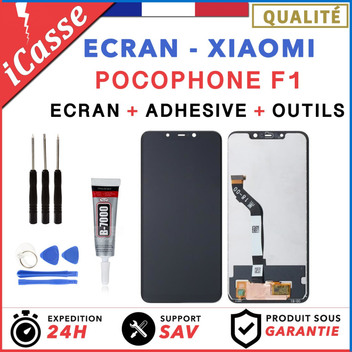 Ecran LCD + Vitre tactile Xiaomi Pocophone F1 Noir + Outils + COLLE