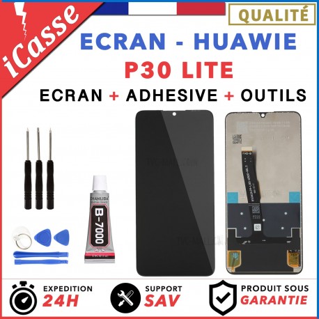 ECRAN LCD + VITRE TACTILE HUAWEI P30 LITE / NOVA 4E NOIR + OUTILS + COLLE