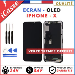 ECRAN OLED POUR IPHONE X/10 RETINA VITRE TACTILE SUR CHASSIS TOUT ASSEMBLE