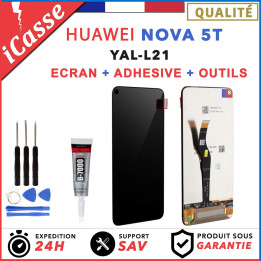 ECRAN LCD + VITRE TACTILE pour HUAWEI NOVA 5T YAL-L21 NOIR + OUTILS + COLLE