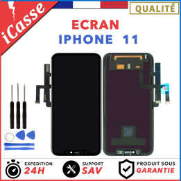 ECRAN IPHONE 11 NOIR VITRE TACTILE + LCD ASSEMBLÉ SUR CHASSIS + OUTILS
