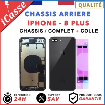 Chassis Complet Coque Arriere iPhone 8 PLUS NOIR + COLLE