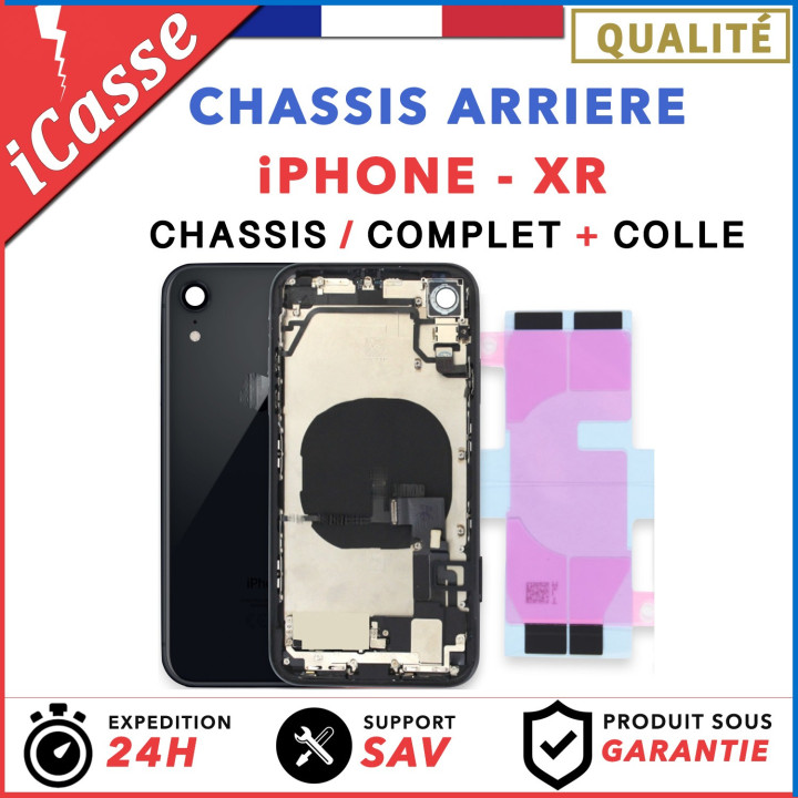 Chassis Complet Coque Arriere iPhone XR NOIR + COLLE