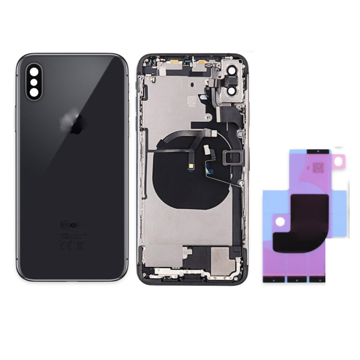 Chassis Complet Coque Arriere iPhone XS NOIR + COLLE