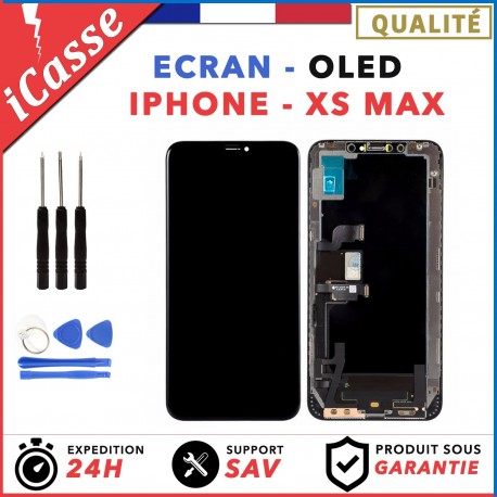 ECRAN OLED POUR IPHONE XS MAX VITRE TACTILE SUR CHASSIS TOUT ASSEMBLE + OUTILS