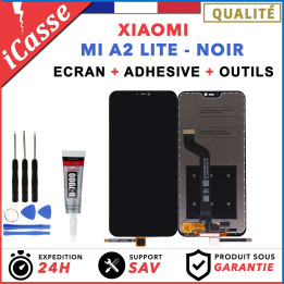 ECRAN LCD + VITRE TACTILE XIAOMI MI A2 LITE NOIR + OUTILS + COLLE