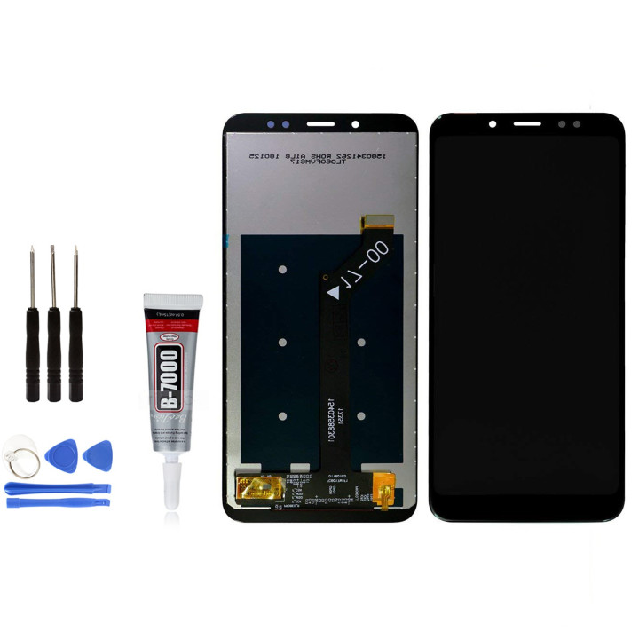 ECRAN LCD + VITRE TACTILE POUR XIAOMI REDMI NOTE 5 NOIR + OUTILS + COLLE