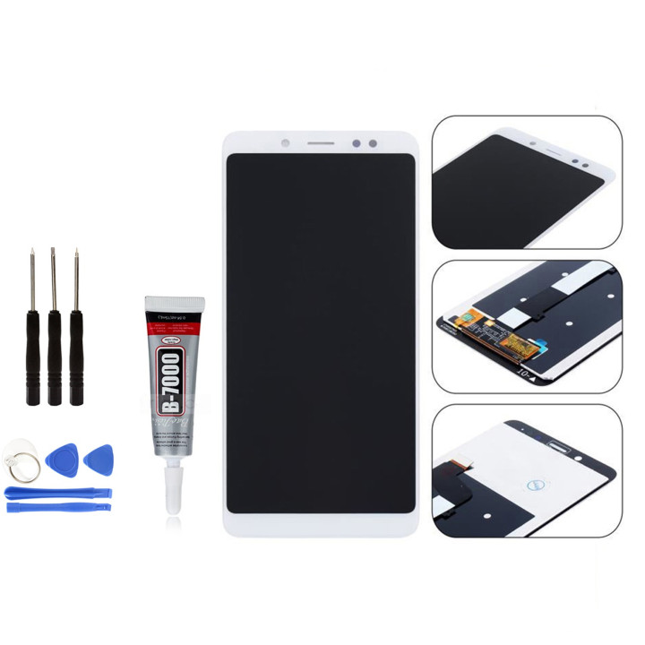 ECRAN LCD + VITRE TACTILE POUR XIAOMI REDMI NOTE 5 BLANC + OUTILS + COLLE