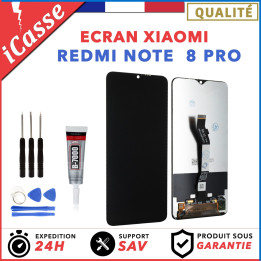 Ecran XIAOMI REDMI NOTE 8 PRO NOIR + Vitre Tactile + Outils + Colle