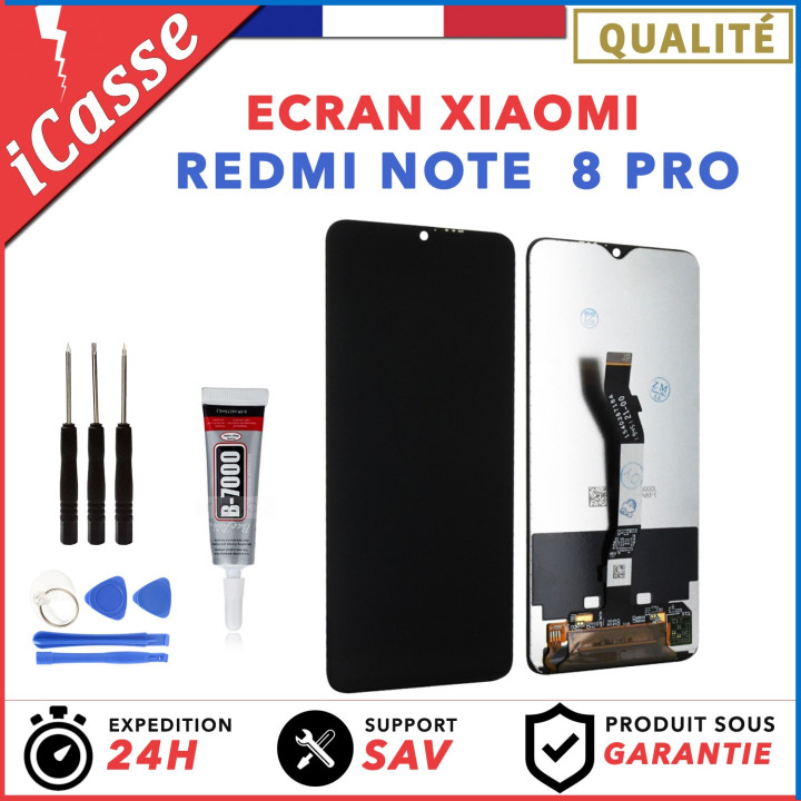 Ecran XIAOMI REDMI NOTE 8 PRO NOIR + Vitre Tactile + Outils + Colle