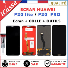 Ecran LCD complet Huawei  P20 Lite / P20 Pro noir vitre tactile + COLLE + OUTILS