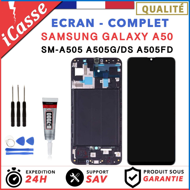 ECRAN COMPLET Samsung Galaxy A50 - A505FN A505F A505A + CHASSIS + OUTILS + COLLE
