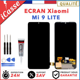 Ecran Xiaomi Mi 9 LITE Pour NOIR / BLANC / BLEU + Vitre Tactile + Outils + Colle