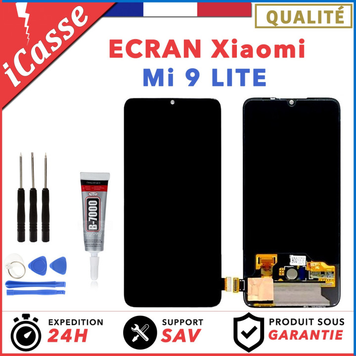 Ecran Xiaomi Mi 9 LITE Pour NOIR / BLANC / BLEU + Vitre Tactile + Outils + Colle