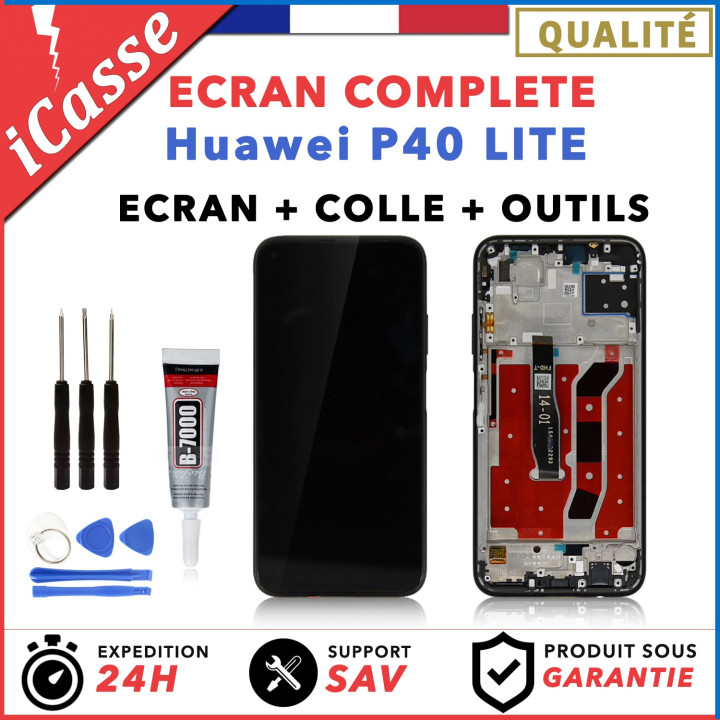 Ecran Complet Avec Frame Huawei P40 LITE Noir JNY-LX1 JNY-LX2 OUTILS + COLLE