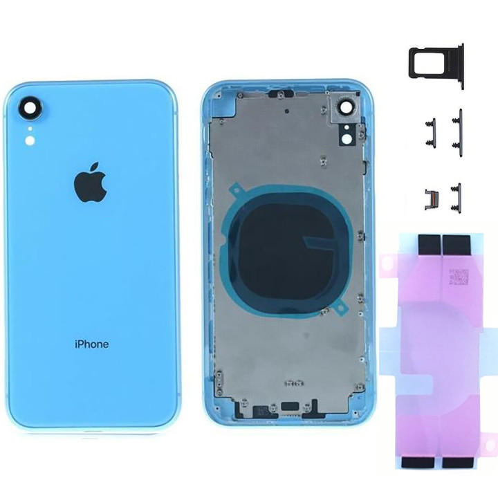 Chassis Arriere pour iPhone XR Bleue - Chassis Coque nu + COLLE