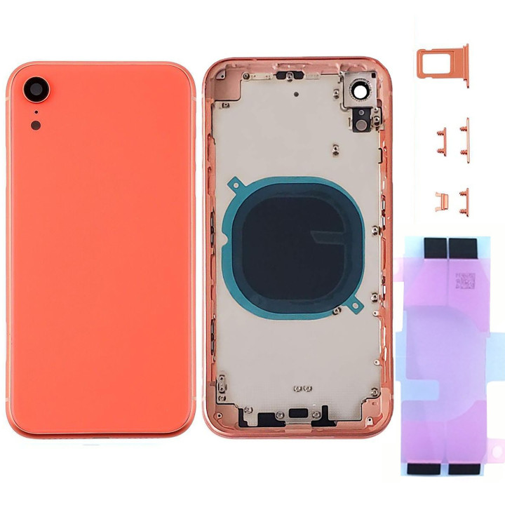 Chassis Arriere pour iPhone XR Corail (ORANGE) - Chassis Coque nu + COLLE