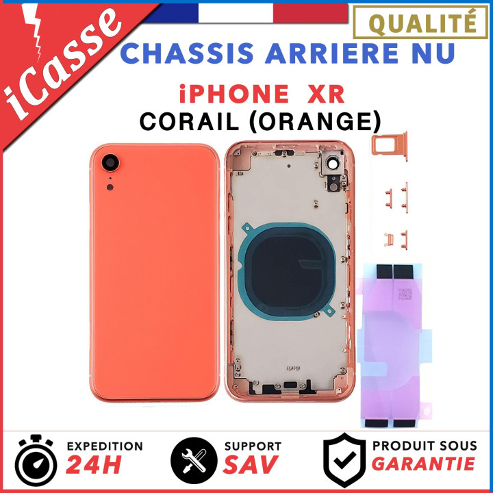 Chassis Arriere pour iPhone XR Corail (ORANGE) - Chassis Coque nu + COLLE