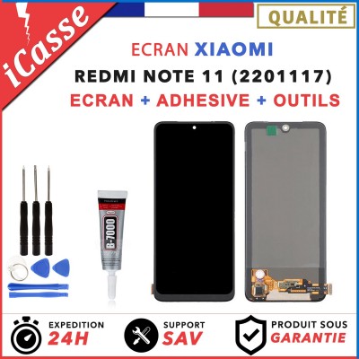 ECRAN LCD pour XIAOMI Redmi NOTE 11 version 2201117 GRIS BLEUE OUTILS + COLLE