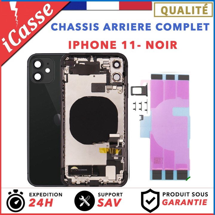 Chassis Complet Coque Arriere pour iPhone 11 NOIR + COLLE