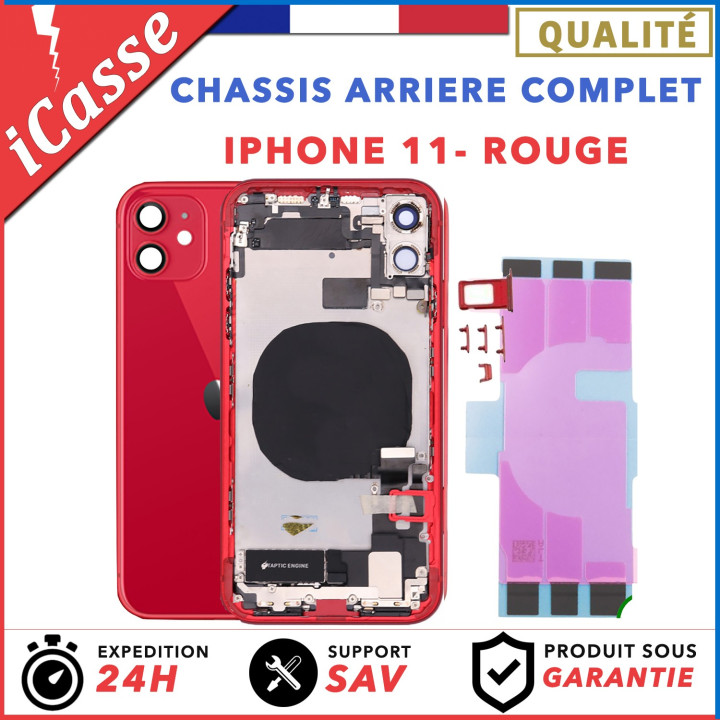 Chassis pour iPhone 11 ROUGE Chassis Complet Coque Arriere + COLLE