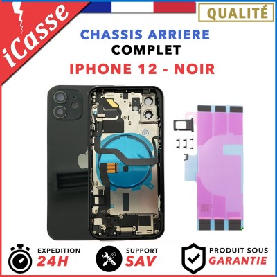 Chassis pour iPhone 12 NOIR Complet Chassis Coque Arriere + COLLE