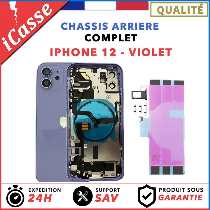 Chassis pour iPhone 12 VIOLET Complet Chassis Coque Arriere + COLLE