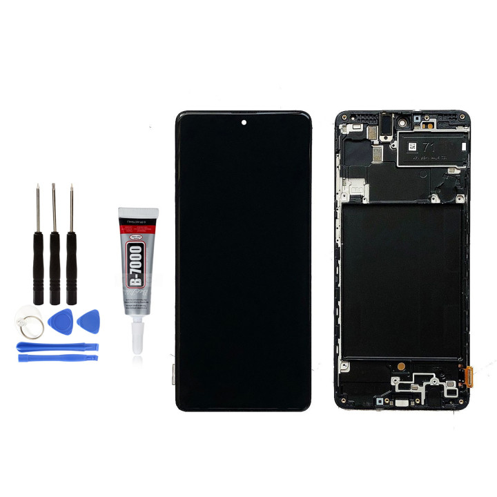 ECRAN COMPLET avec CHASSIS pour SAMSUNG GALAXY A71 SM-A715F OUTILS + COLLE