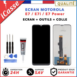 ECRAN LCD POUR pour Motorola E7 / E7i / E7 Power NOIR + OUTILS + COLLE