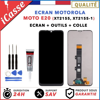 ECRAN LCD POUR pour Motorola MOTO E20 XT2155, XT2155-1 NOIR + OUTILS + COLLE