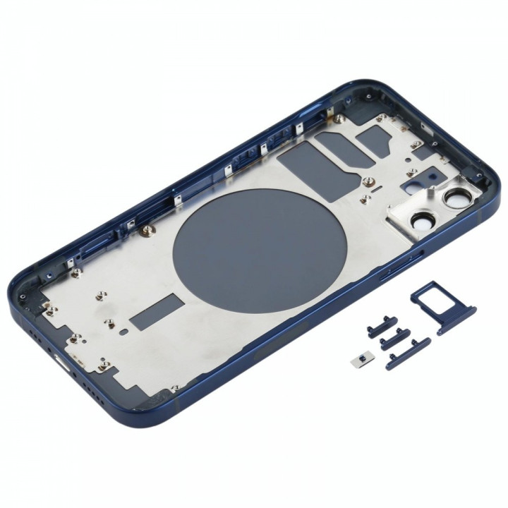 Chassis Arriere pour iPhone 12 BLEUE - Chassis Coque nu + COLLE