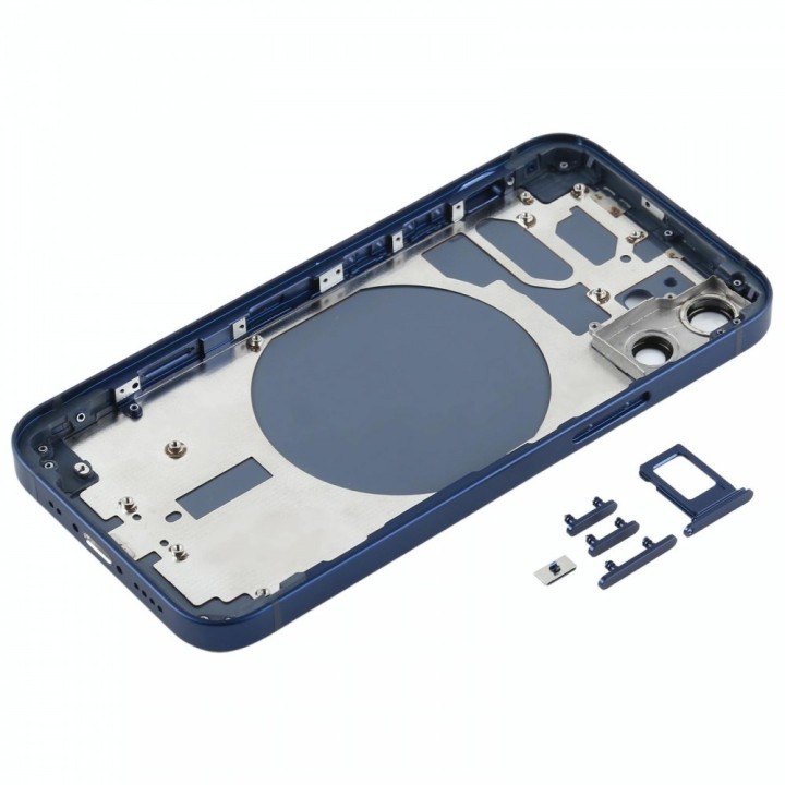 Chassis Arriere pour iPhone 12 MINI BLEUE - Chassis Coque nu + COLLE