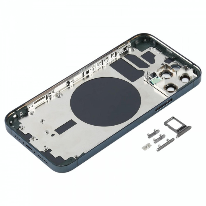 Chassis Arriere pour iPhone 12 PRO BLEUE - Chassis Coque nu + COLLE