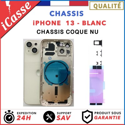 Chassis Arriere pour iPhone 13 BLANC - Chassis Coque nu + COLLE