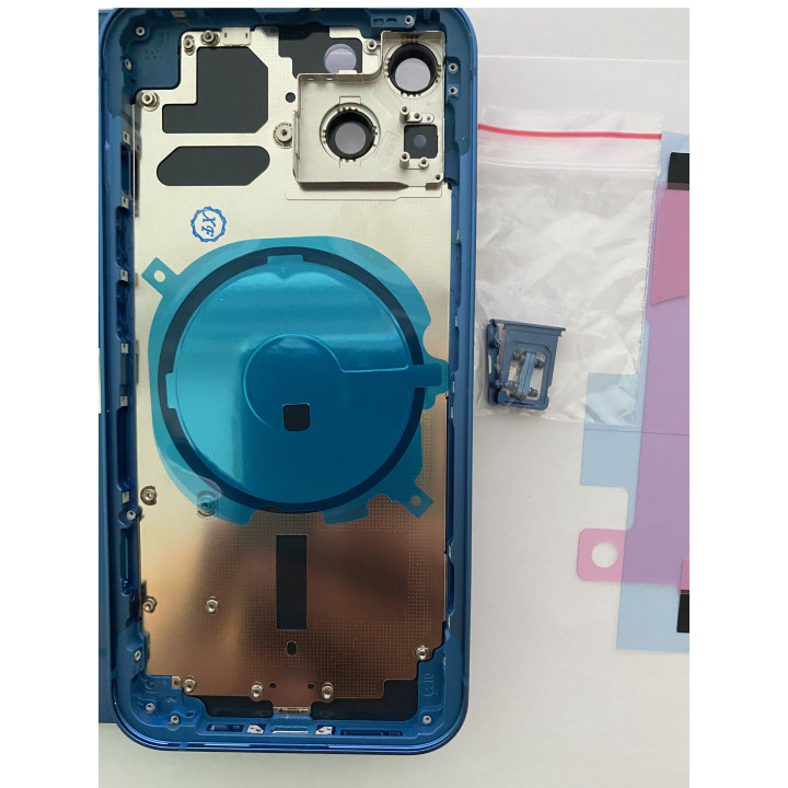 Chassis Arriere pour iPhone 13 BLEUE - Chassis Coque nu + COLLE