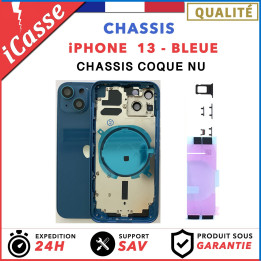 Chassis Arriere pour iPhone 13 BLEUE - Chassis Coque nu + COLLE