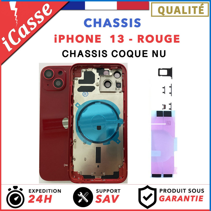 Chassis Arriere pour iPhone 13 ROUGE - Chassis Coque nu + COLLE