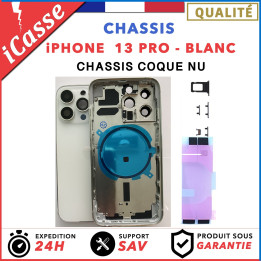 Chassis Arriere pour iPhone 13 PRO BLANC - Chassis Coque nu + COLLE