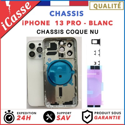 Chassis Arriere pour iPhone 13 PRO BLANC - Chassis Coque nu + COLLE