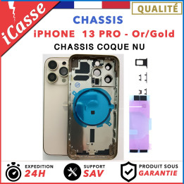Chassis Arriere pour iPhone 13 PRO OR / GOLD - Chassis Coque nu + COLLE