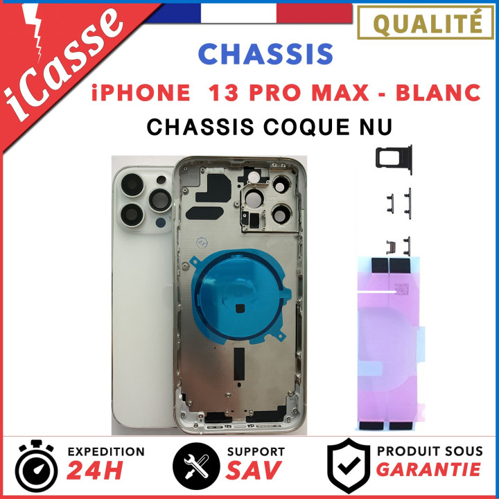 Chassis Arriere pour iPhone 13 PRO MAX BLANC - Chassis Coque nu + COLLE