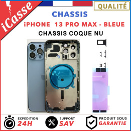 Chassis Arriere pour iPhone 13 PRO MAX BLEUE - Chassis Coque nu + COLLE
